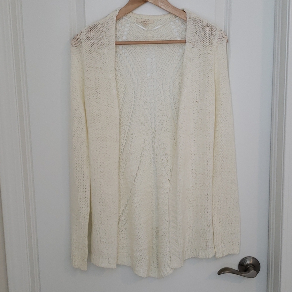 Mystree Cream Open Knit Cardigan Extra Small